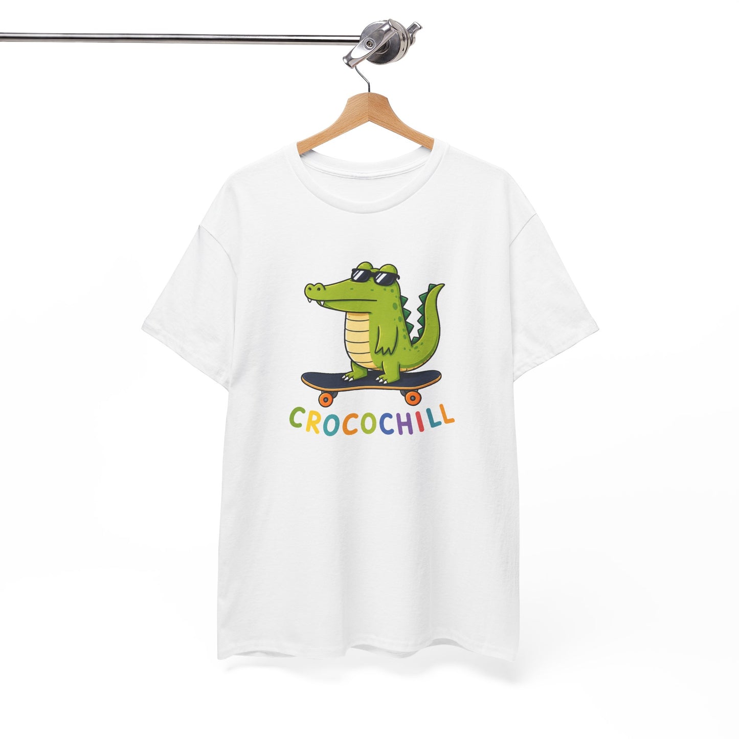 Tee Shirt Crocodile Skateboard Homme et Femme – Croco Chill – T-Shirt Humour Animal