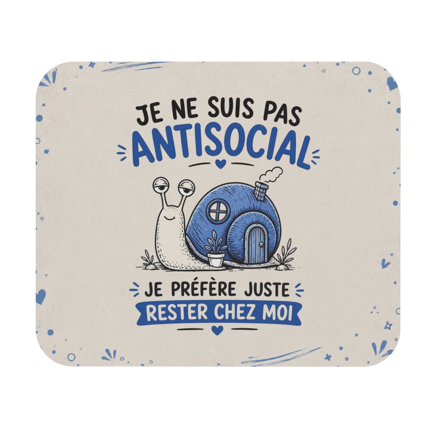 Tapis de Souris 22x18cm Humour Escargot Je Ne Suis Pas Antisocial Cadeau Homme Femme Bureau Télétravail