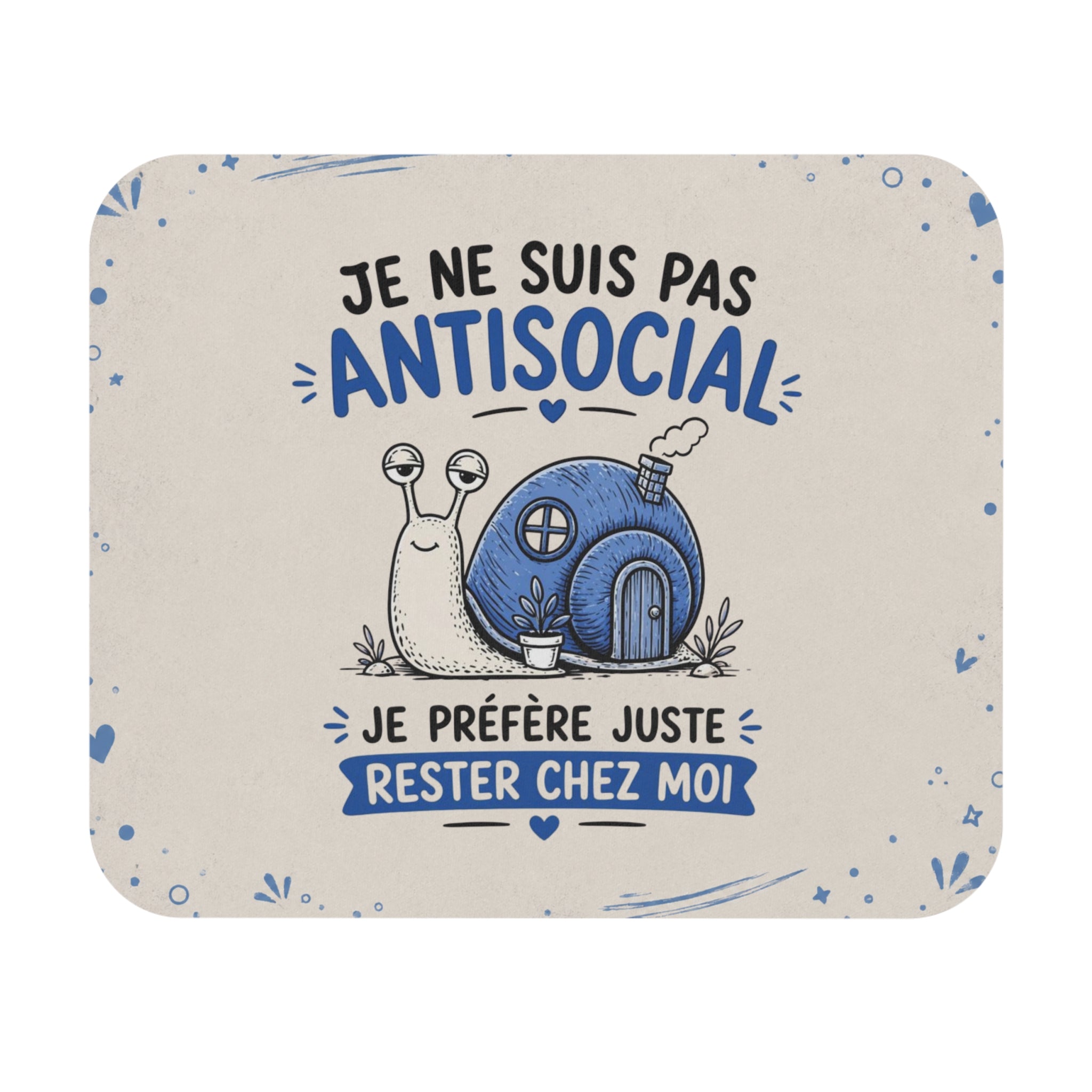 Tapis de Souris 22x18cm Humour Escargot Je Ne Suis Pas Antisocial Cadeau Homme Femme Bureau Télétravail
