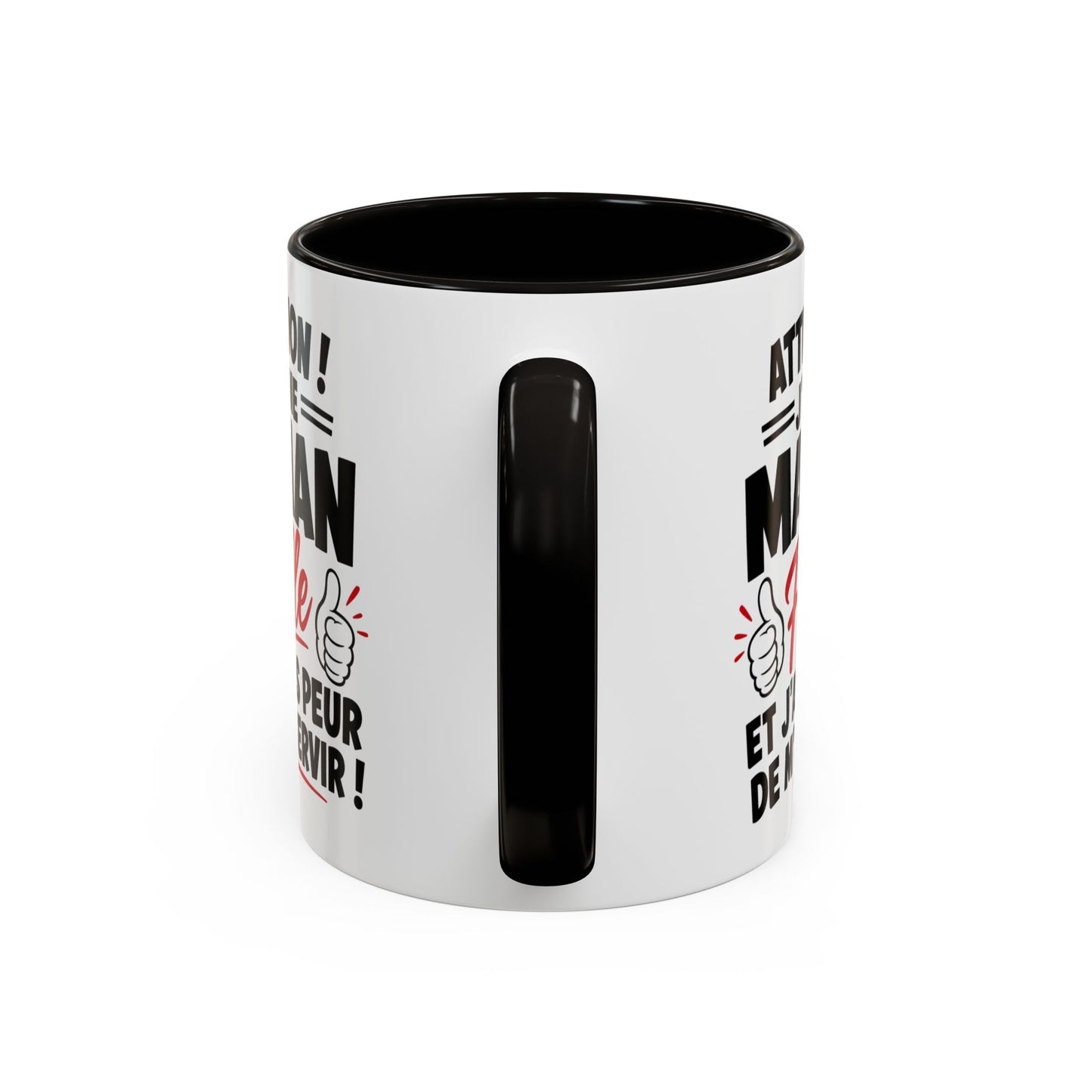 Mug “Attention J’ai Une Maman Folle” – Tasse Humour Maman Protectrice – Cadeau Drôle Fête des Mères – Céramique 325ml Noir Bleu Rouge