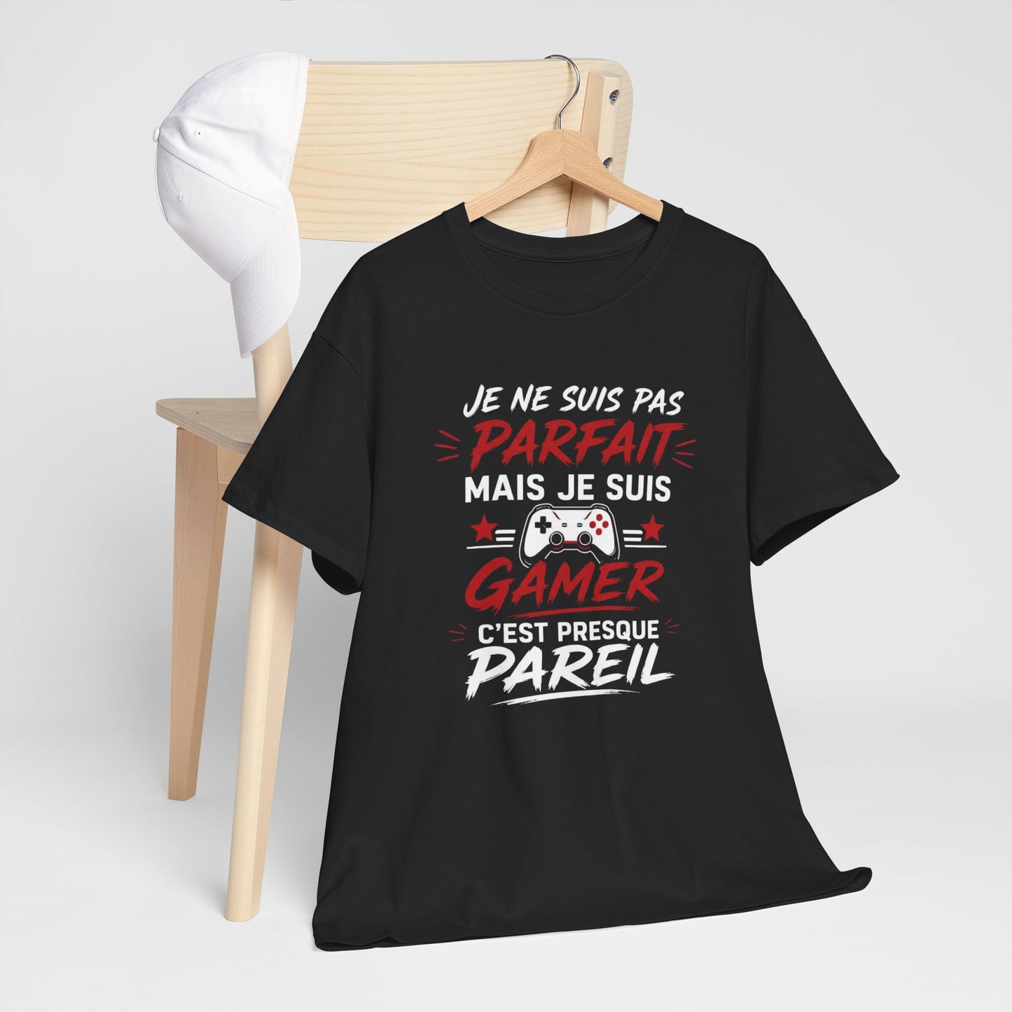 T-Shirt Gamer Humour – Je Ne Suis Pas Parfait Mais Je Suis Gamer – Cadeau Geek Homme Femme Papa Gamer