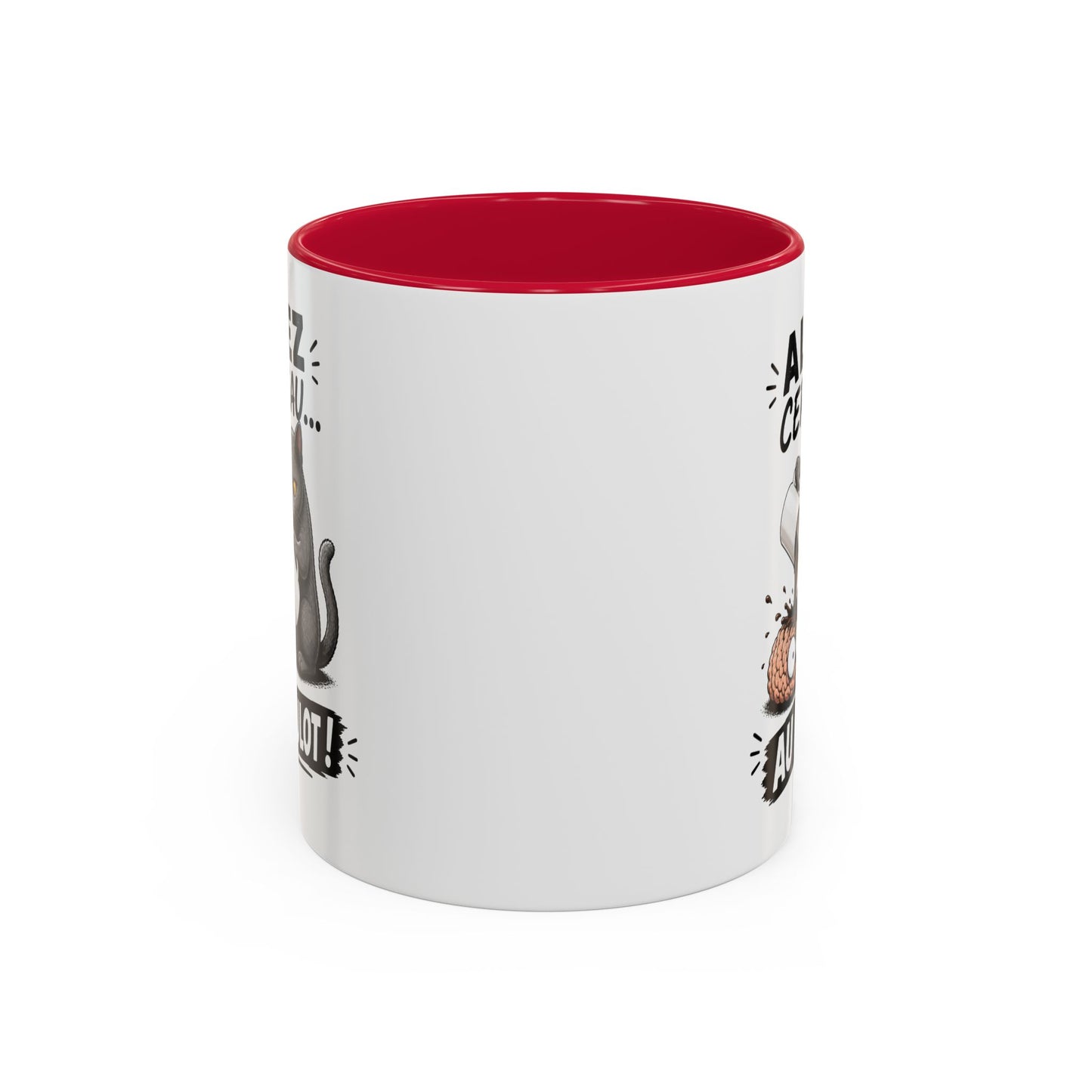 Mug Allez Cerveau Au Boulot – Tasse Humour Chat et Café – Cadeau Drôle Homme et Femme