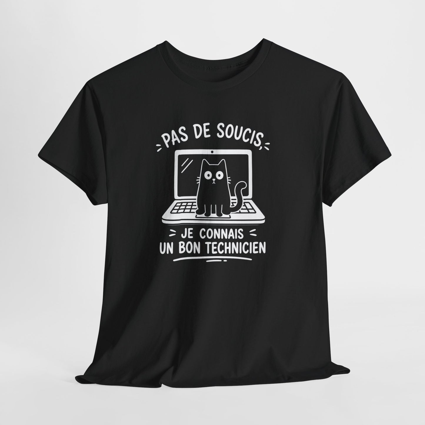 Tee-Shirt Informatique Homme et Femme – Chat Ordinateur Technicien Informatique – Cadeau Original Geek Informaticien Dépannage PC