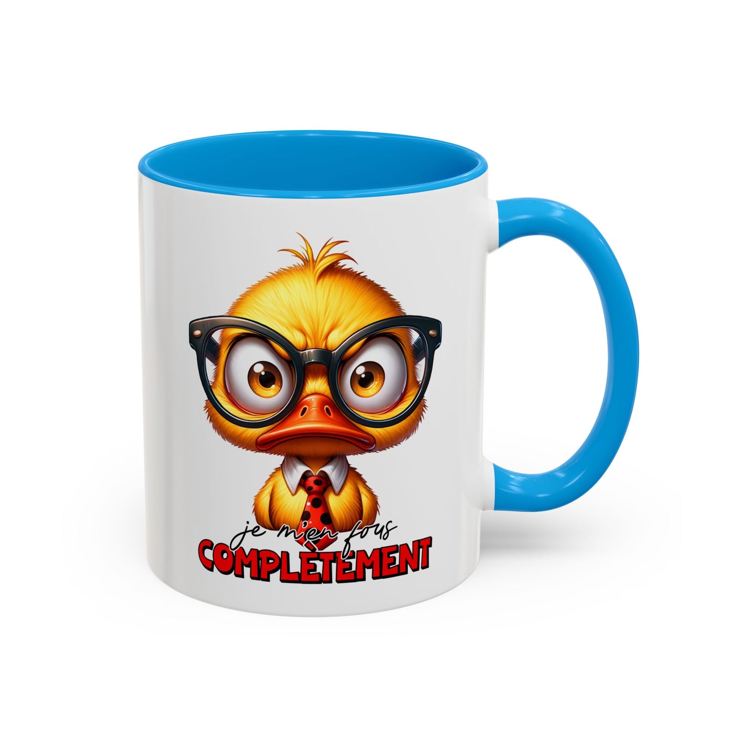 Tasse Je M’en Fous Complètement – Mug Canard Humour Geek Cartoon – Cadeau Drôle Homme Femme 325ml