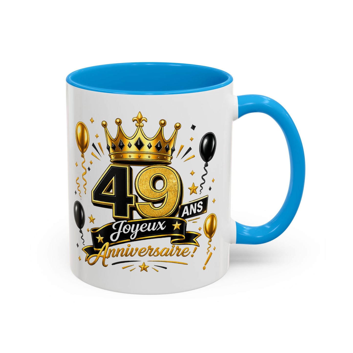 Mug Joyeux 49 Ans – Tasse Anniversaire 49 Ans – Cadeau Original pour Femme Homme – Idée Cadeau 49e Anniversaire Noir Bleu Rouge