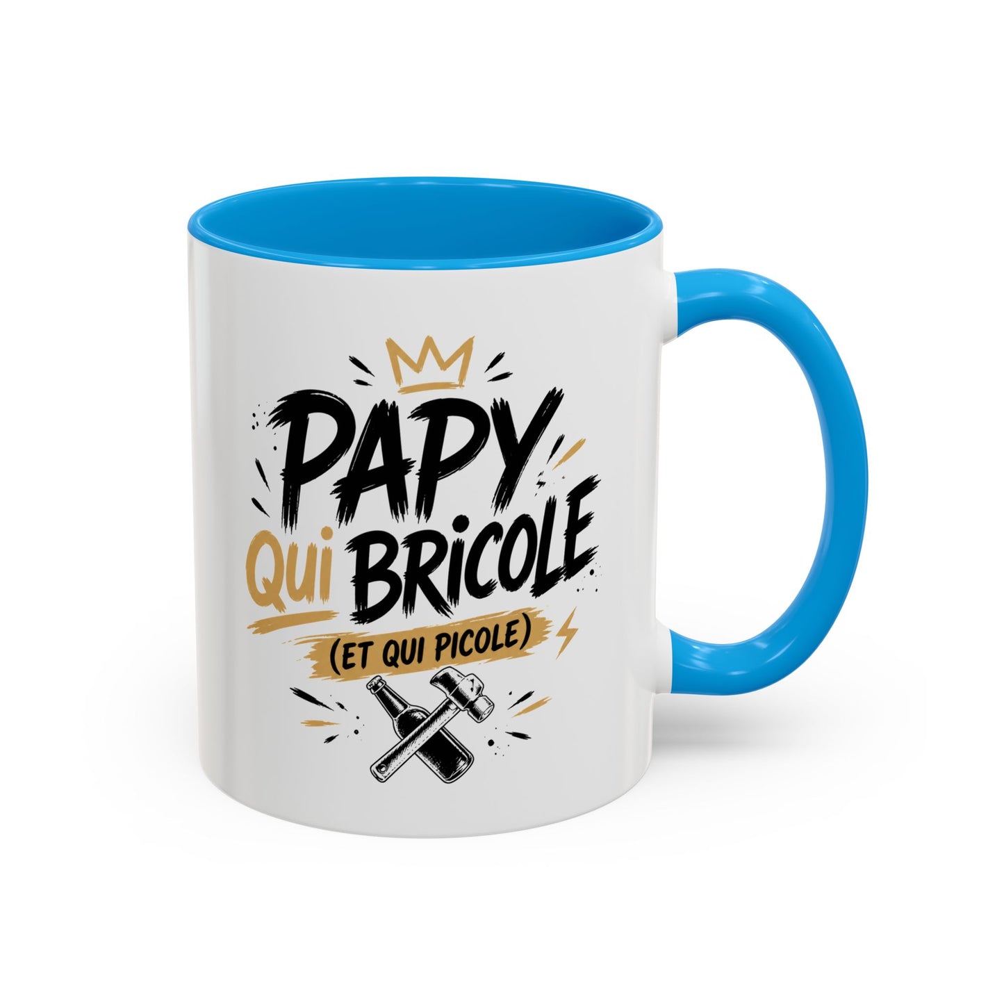 Mug Papy Humour Bricoleur – Tasse “Papy qui bricole et qui picole” – Cadeau Original Homme Papy 325ml