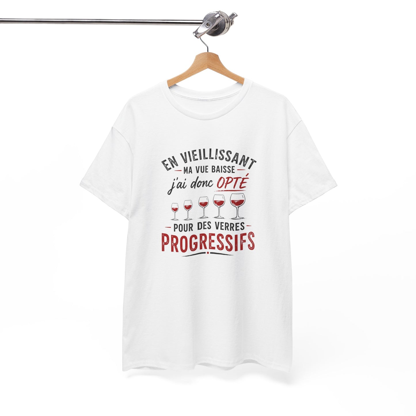 T-Shirt Humour Vin Verres Progressifs – Tee Shirt Drôle Apéro Vin Rouge Citation Amusante Adulte – Idée Cadeau Amateur Vin