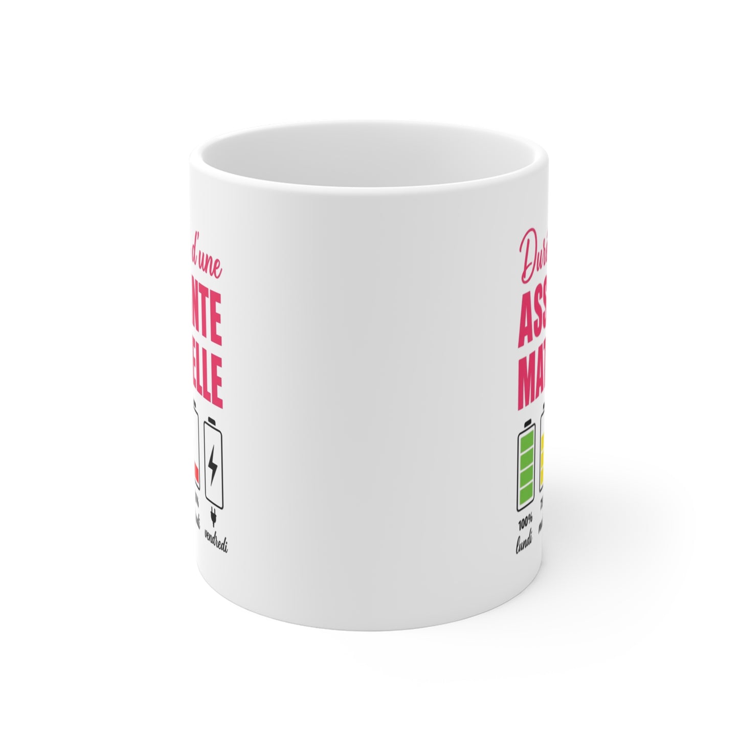 Tasse Assistante Maternelle Humour – Mug Batterie Énergie Nounou – Cadeau Assistante Maternelle 325ml