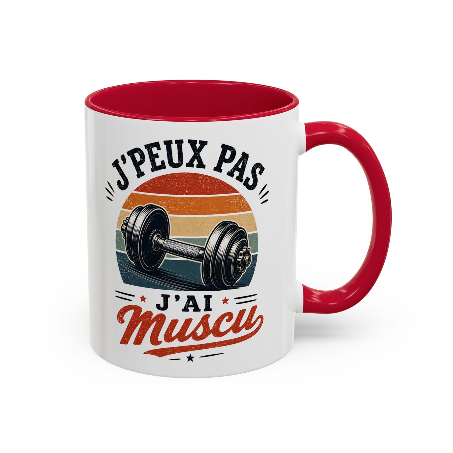 Tasse J’Peux Pas J’Ai Muscu – Mug Fitness Vintage Humoristique – Cadeau Musculation Homme Femme 325ml