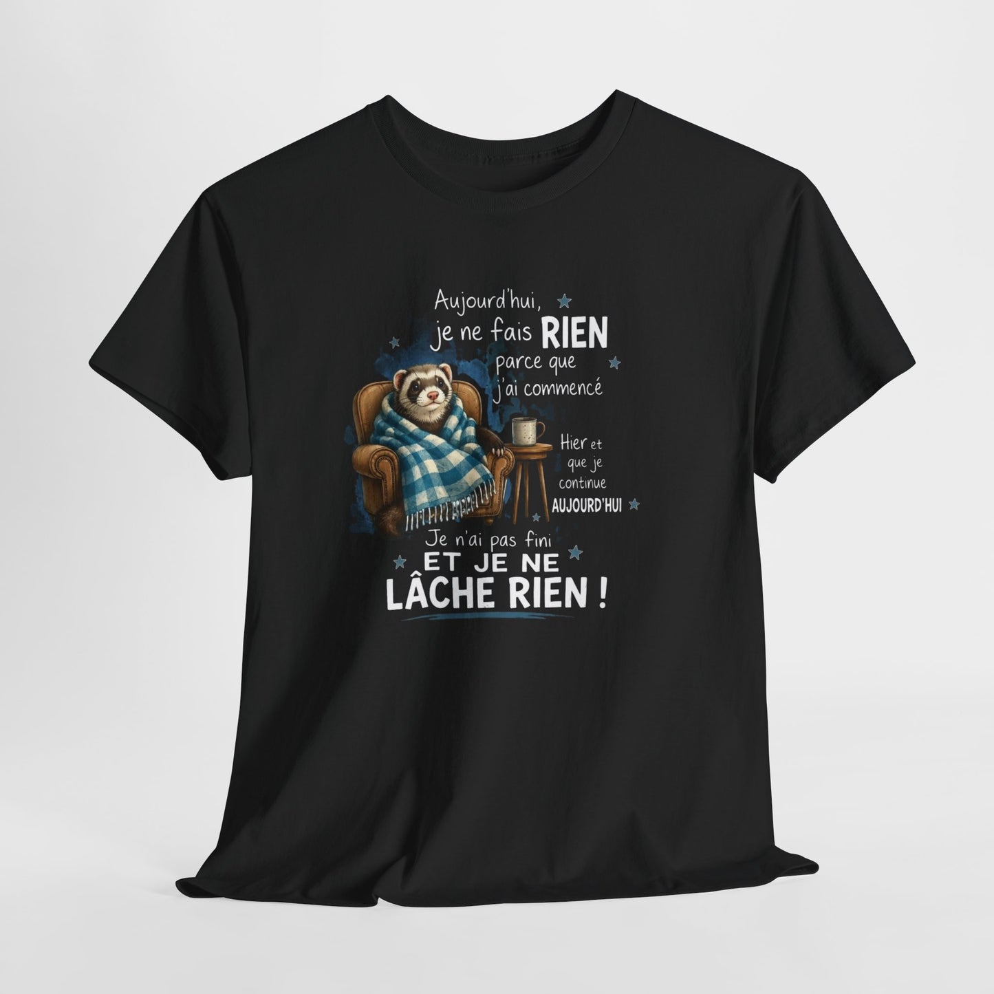 Tee-Shirt Humour Homme et Femme – Furet Détente Paresse Repos – Cadeau Original Drôle pour Amateur de Farniente et Animaux