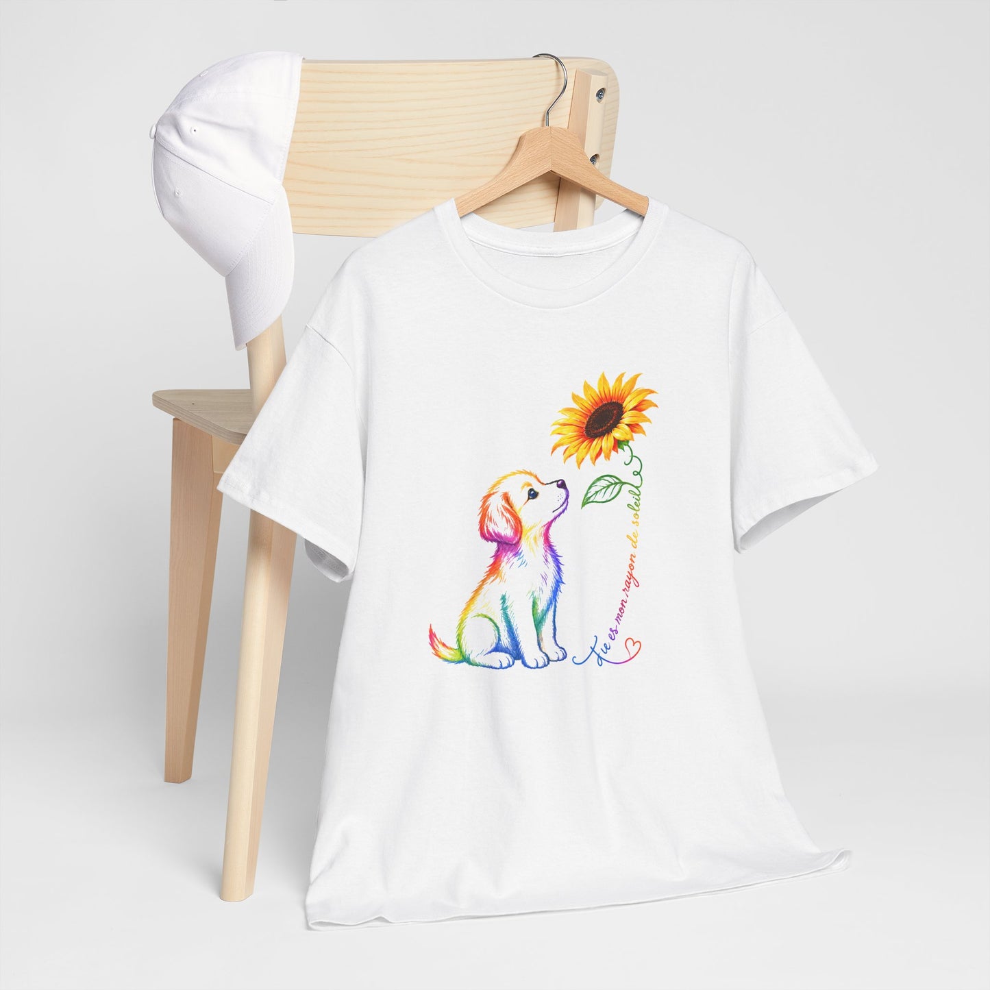 Tee Shirt Femme Chien Tournesol Coloré Amour Animaux Fleur Cadeau Maîtresse de Chien Original