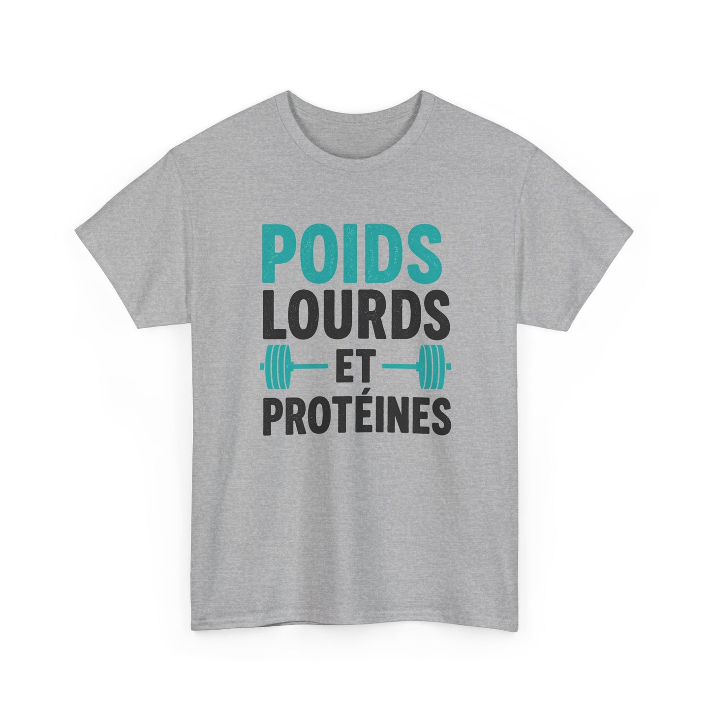 T-Shirt Musculation Homme et Femme – Fitness Protéines Poids Lourds – Salle de Sport Entraînement – Cadeau Sportif