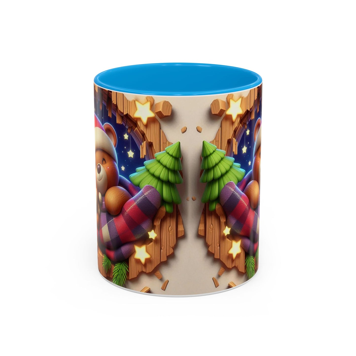 Mug Ours de Noël Kawaii – Tasse Ourson Adorable avec Bonnet de Noël, Plaid et Renne – Cadeau Hiver 325ml