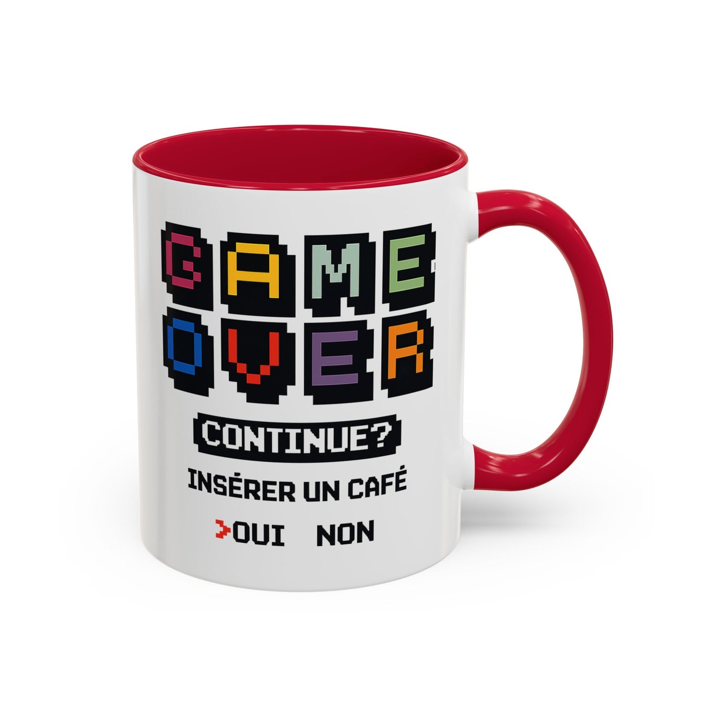 Tasse Gamer Drôle “Game Over Continue Insérer un Café” – Mug Humour Geek Pixel Rétro – Cadeau Gamer Original