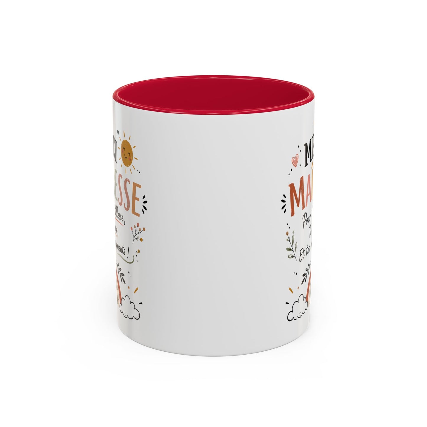 Tasse Merci Maîtresse – Mug Bohème Arc-en-Ciel – Cadeau Maîtresse École Femme 325ml