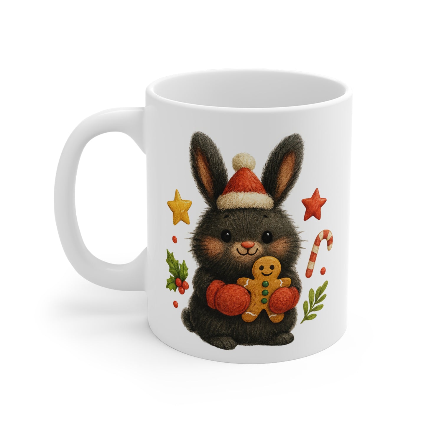 Tasse Céramique Lapin Noël Mignon – Mug Hiver Festif – Cadeau Gourmand et Doux 325 ml