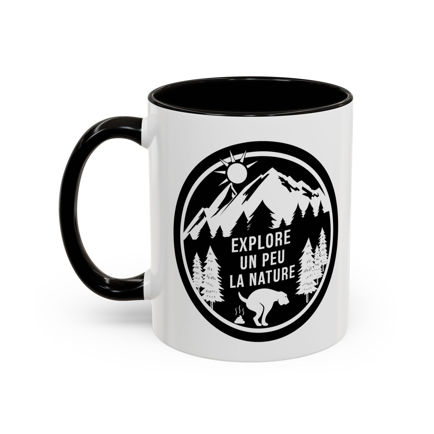 Mug Nature Homme et Femme – Tasse Chien Montagne Forêt Randonnée – Cadeau Amoureux des Animaux et Grands Espaces – Idée Cadeau Camping Aventure Plein Air – 325 ml Noir Bleu Rouge