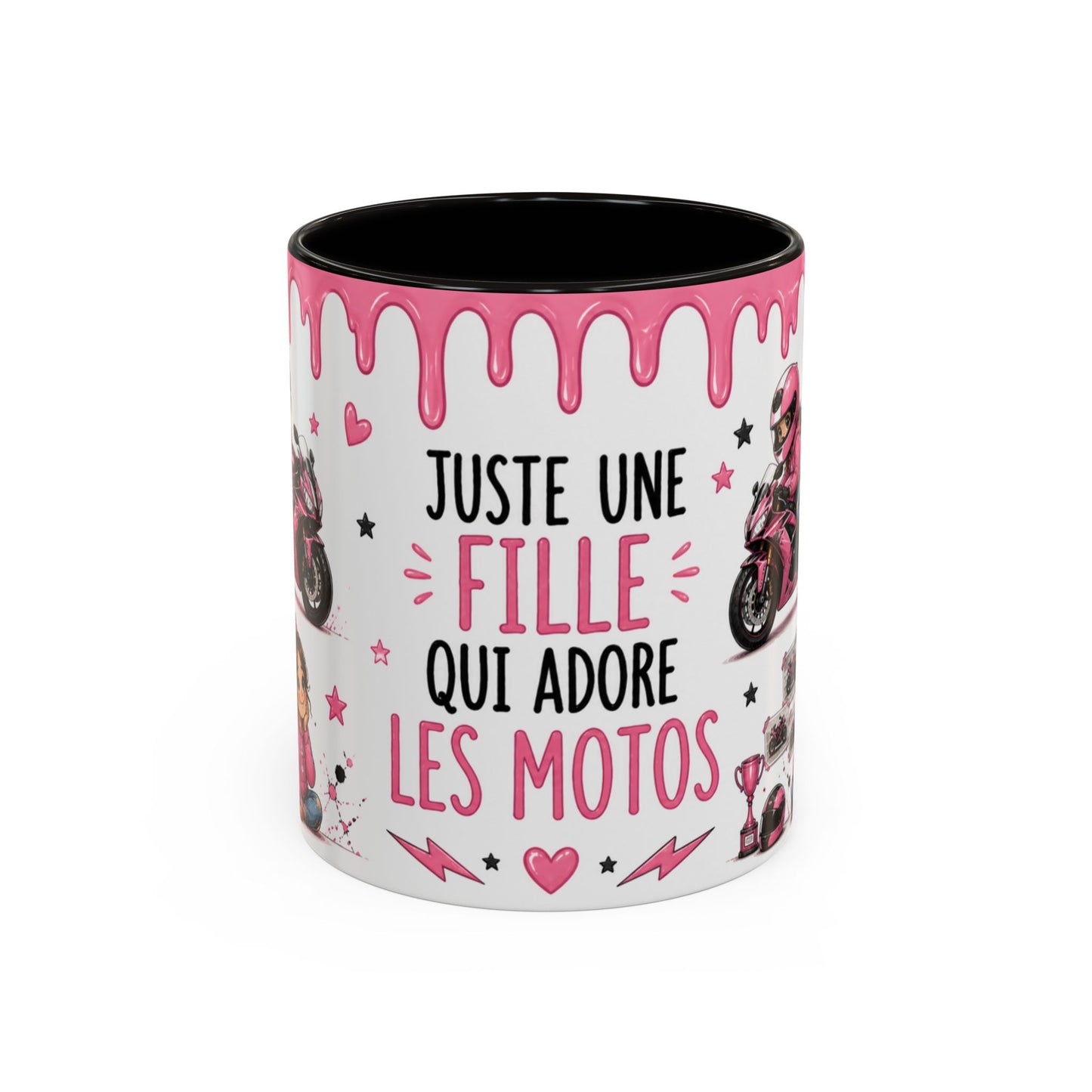 Tasse Juste Une Fille Qui Adore Les Motos – Mug Moto Rose Fille et Univers Racing Kawaii – Céramique 325ml