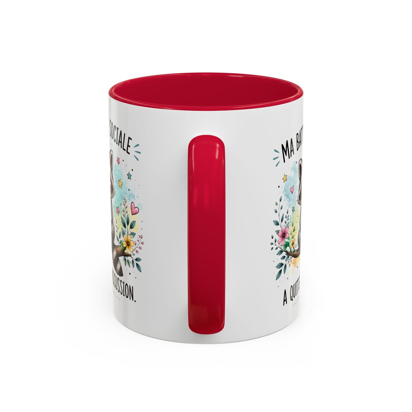 Tasse Raton Laveur Drôle Homme Femme – Mug Ma batterie sociale a quitté la discussion – Cadeau Humour Introverti 325 ml