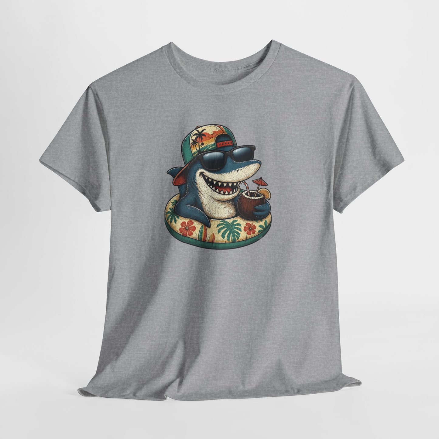 Tee-Shirt Requin Homme et Femme – Cadeau Humour Vacances Été Plage – Requin Cool Lunettes de Soleil Style Tropical Original