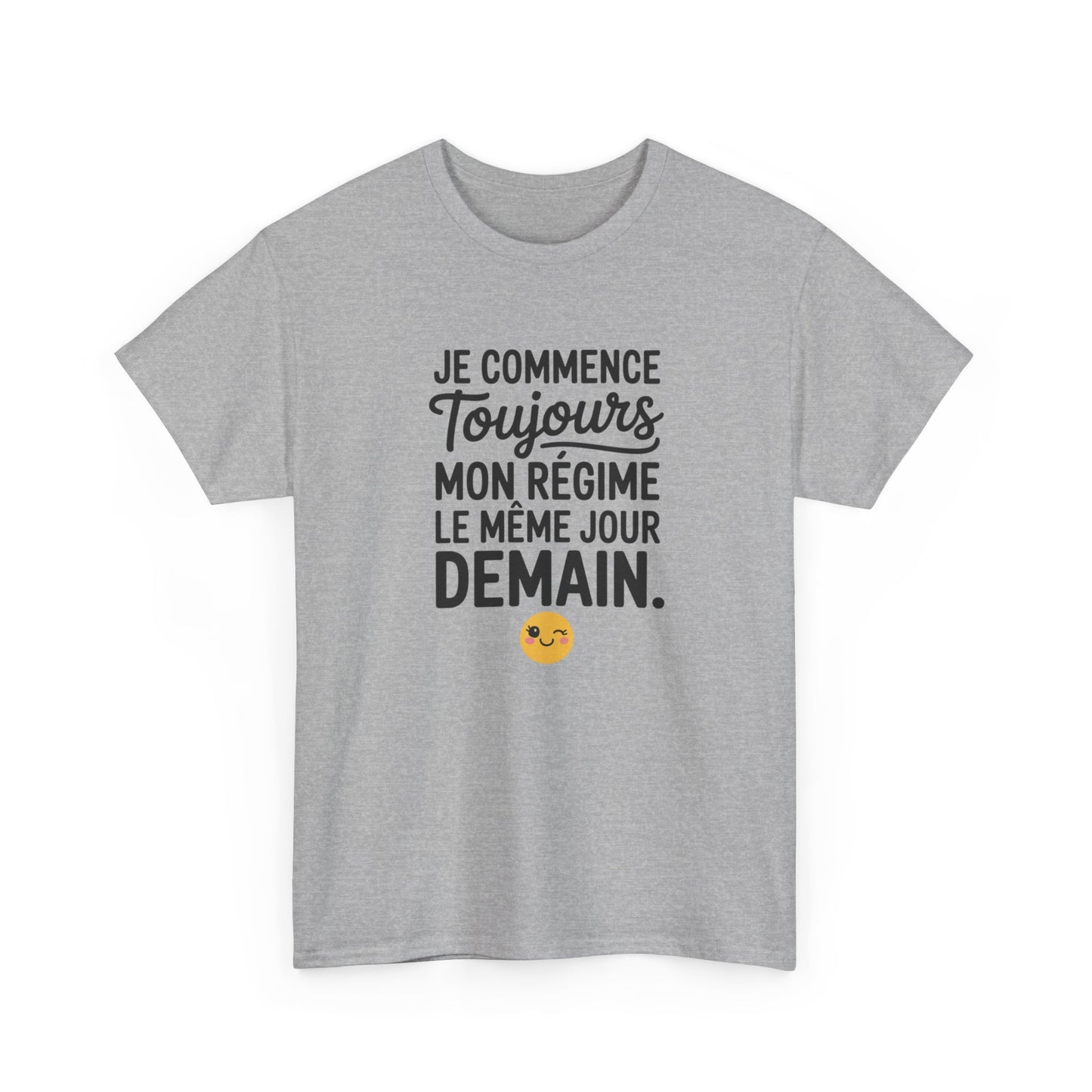 Tee Shirt Je Commence Toujours Mon Régime Demain – T-shirt Humour Procrastination – Cadeau Drôle