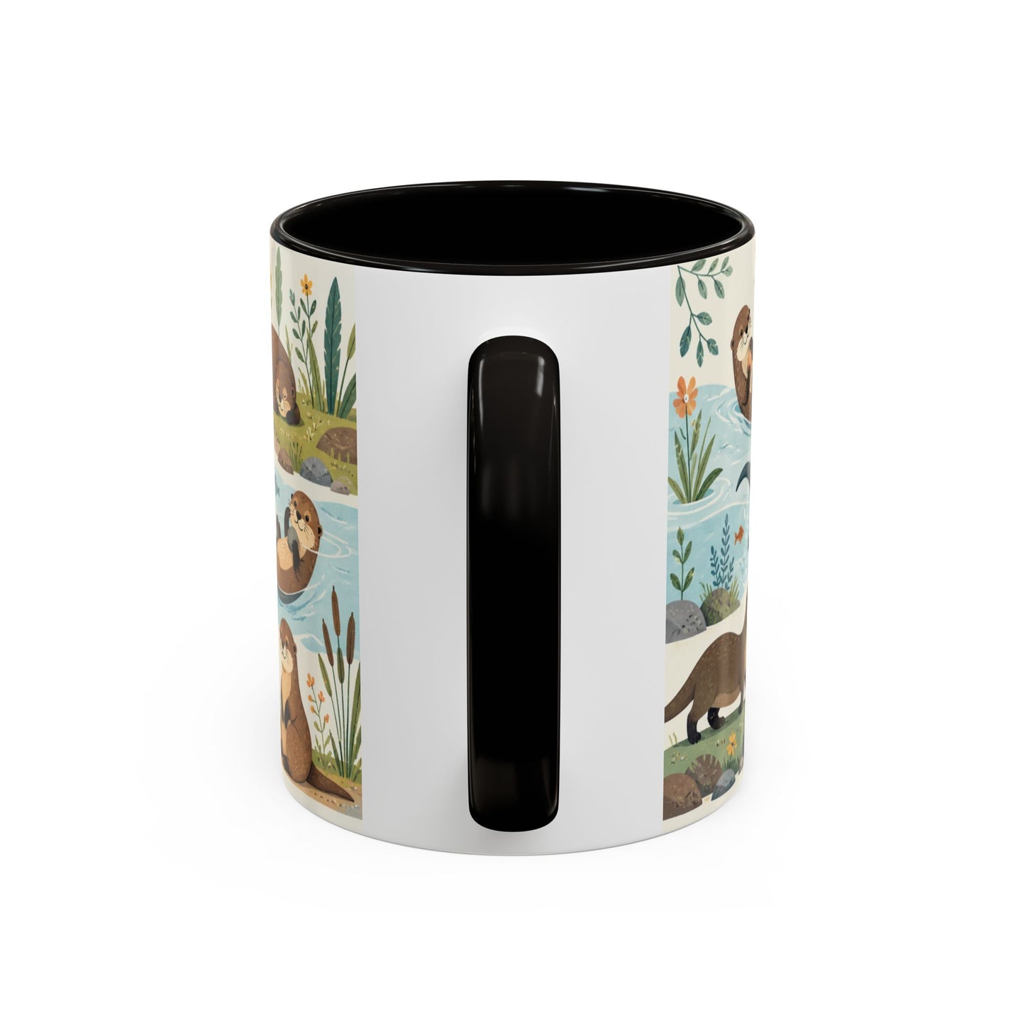 Tasse Loutres Mignonnes – Mug Animaux Nature et Rivière – Design Illustration Douce et Aquarelle – Céramique 325ml