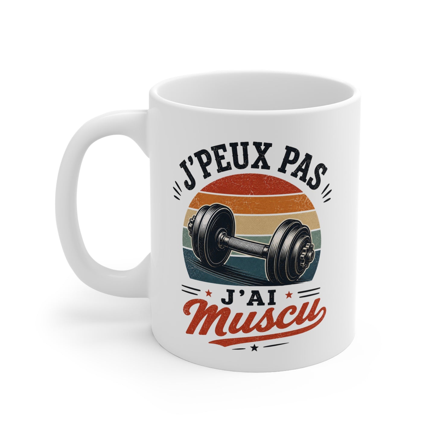 Tasse J’Peux Pas J’Ai Muscu – Mug Humour Fitness Vintage – Cadeau Musculation Homme Femme 325ml