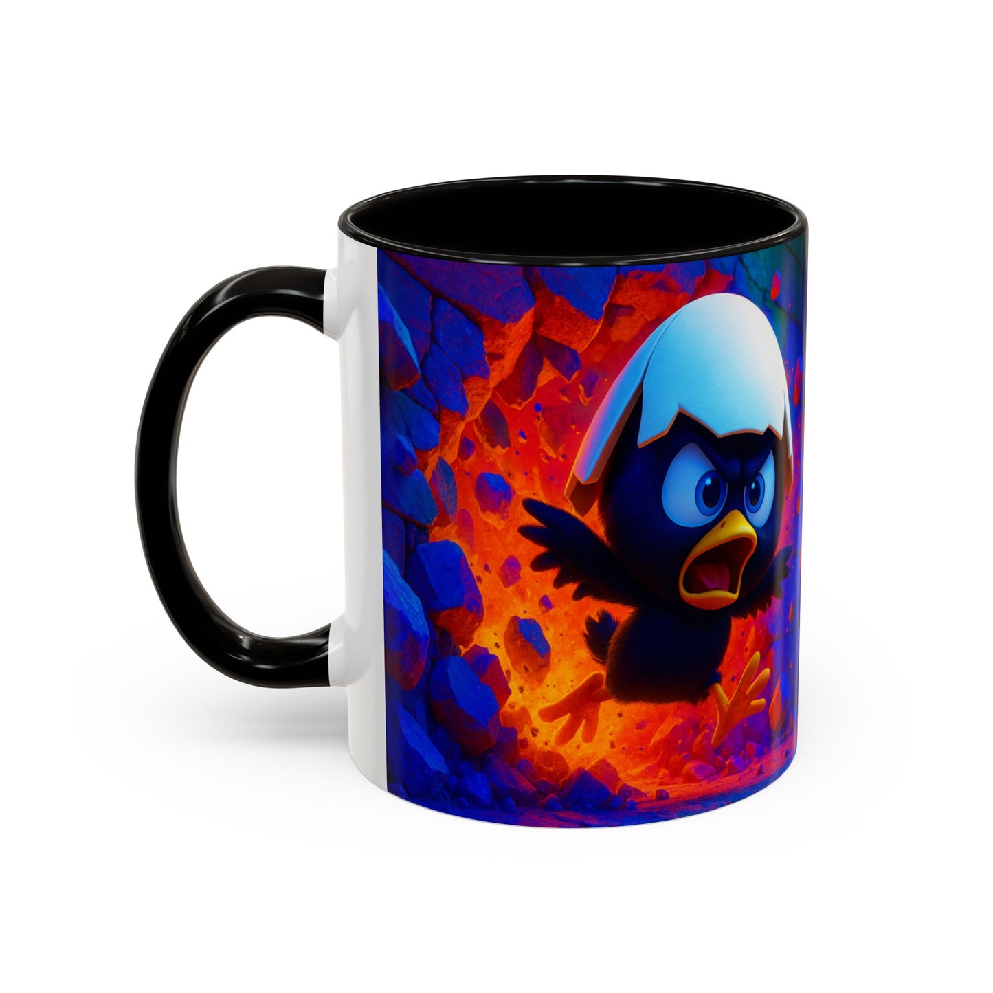 Mug Poussin Noir Cartoon Calimero – Tasse Oiseau Mignon Coquille d’Œuf Humour Dessin Animé 325ml