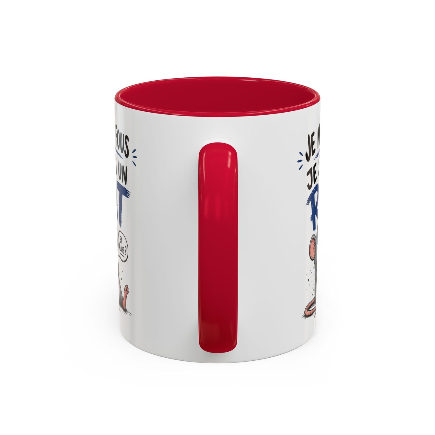 Mug Humour Sarcastique – Je M’en Fous Je Suis Un Rat – Tasse Souris Drôle et Décalée – Cadeau Original Céramique 325ml Noir Bleu Rouge