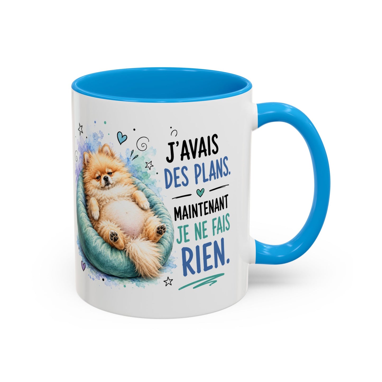 Tasse Spitz Nain Drôle Homme Femme – Mug J'Avais des Plans Maintenant Je Ne Fais Rien – Cadeau Humour Chien 325 ml