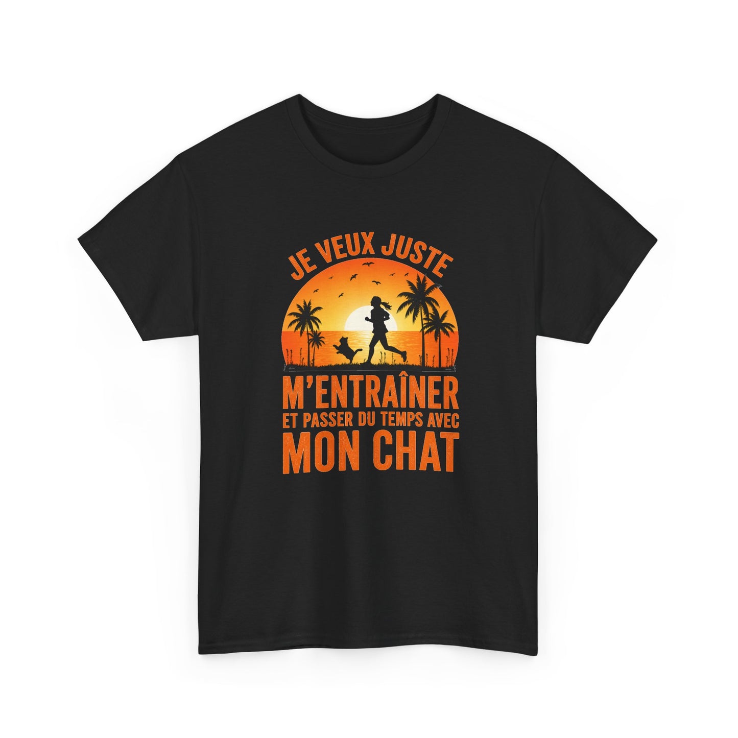 T-Shirt Femme Running avec Chat – Course à Pied Jogging Sport – Cadeau Coureuse Amoureuse des Chats