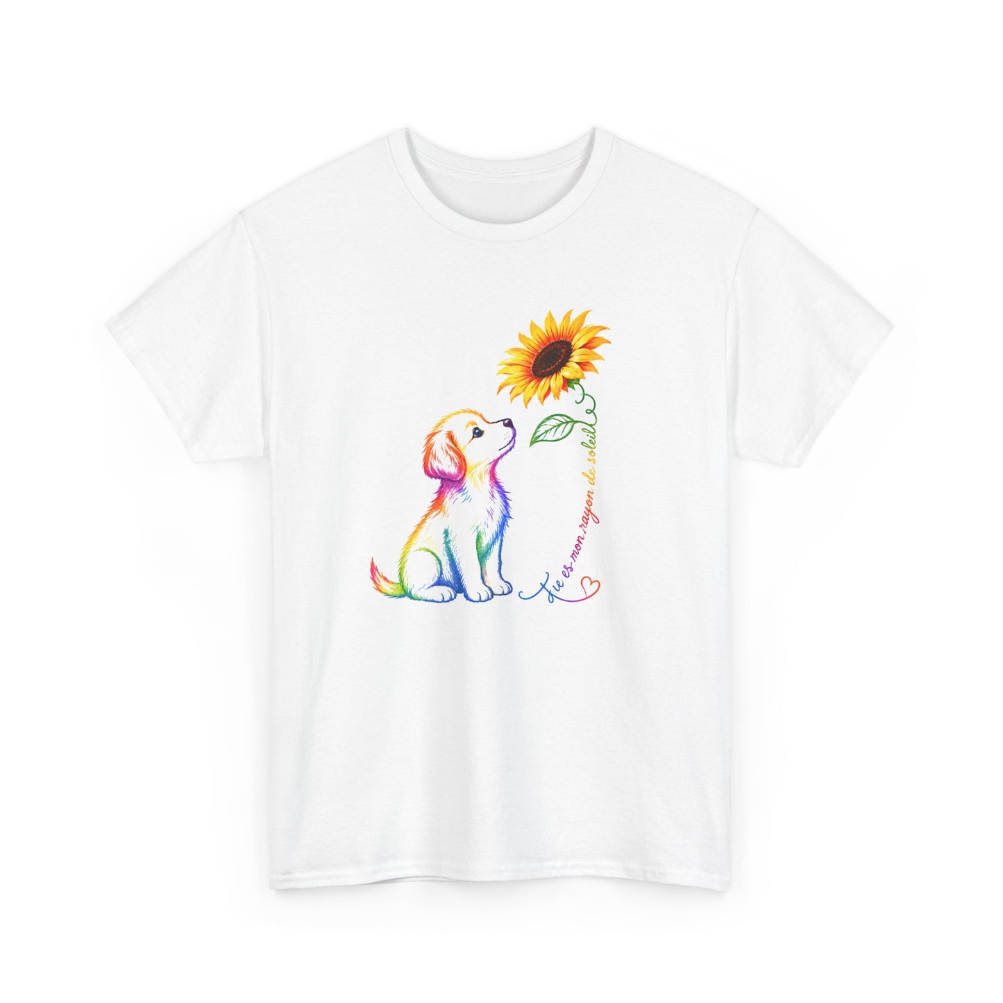 Tee Shirt Femme Chien Tournesol Coloré Amour Animaux Fleur Cadeau Maîtresse de Chien Original