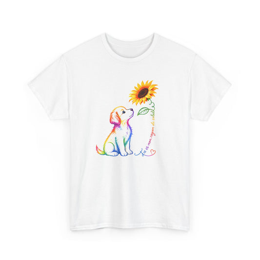 Tee Shirt Femme Chien Tournesol Coloré Amour Animaux Fleur Cadeau Maîtresse de Chien Original