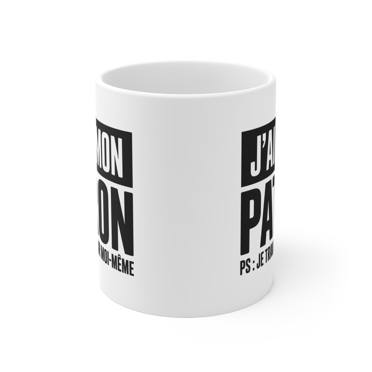 Tasse Céramique 325ml “J’Aime Mon Patron” – Mug Humour Auto-Entrepreneur Travail – Cadeau Indépendant