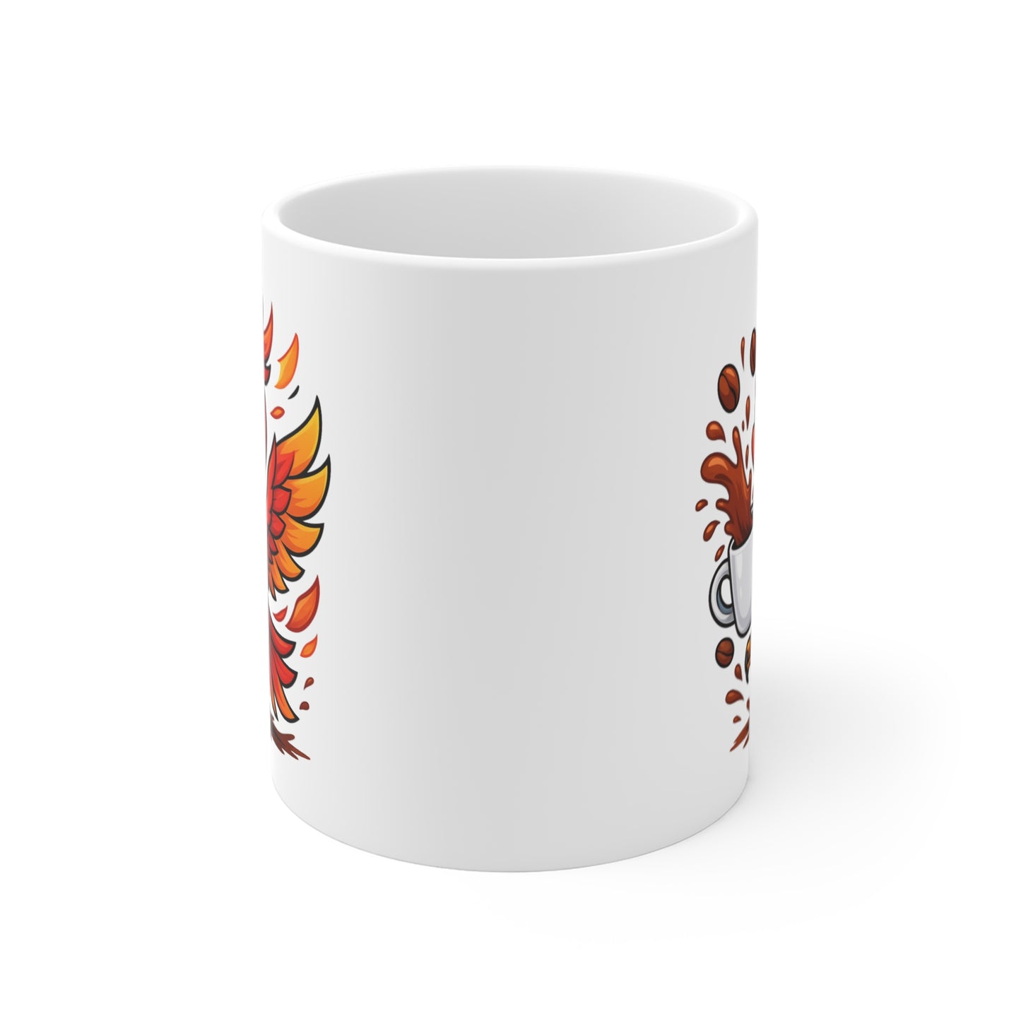 Mug Phénix Café – Tasse Céramique 325ml – Design Oiseau de Feu Cartoon – Cadeau Original et Énergique