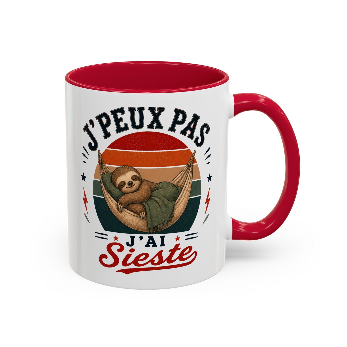 Tasse J’Peux Pas J’Ai Sieste – Mug Humour Paresseux Relaxation Vintage – Cadeau Détente Homme Femme 325ml