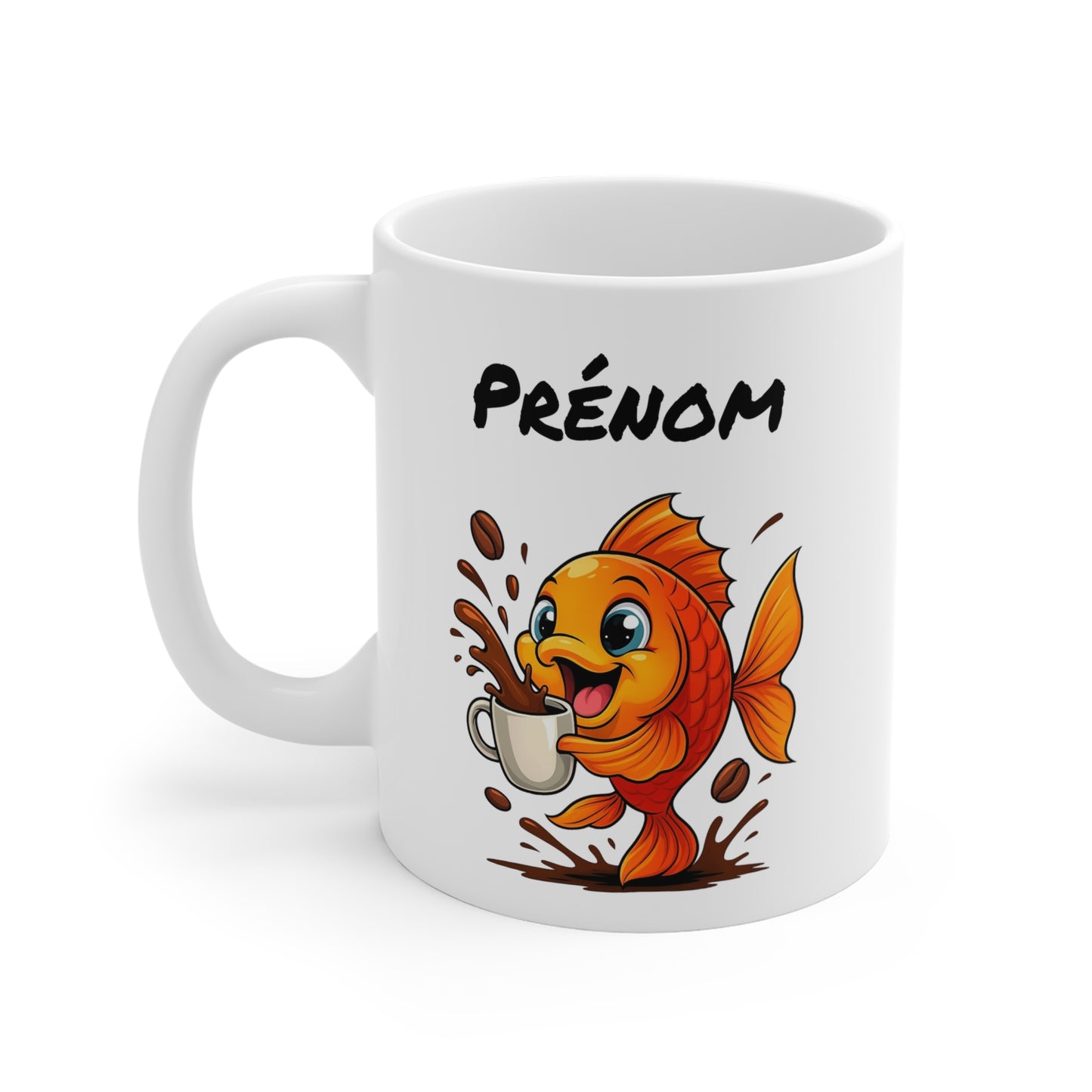 Tasse Personnalisable Poisson Café – Mug Prénom Animal Cartoon Céramique 325ml – Cadeau Original