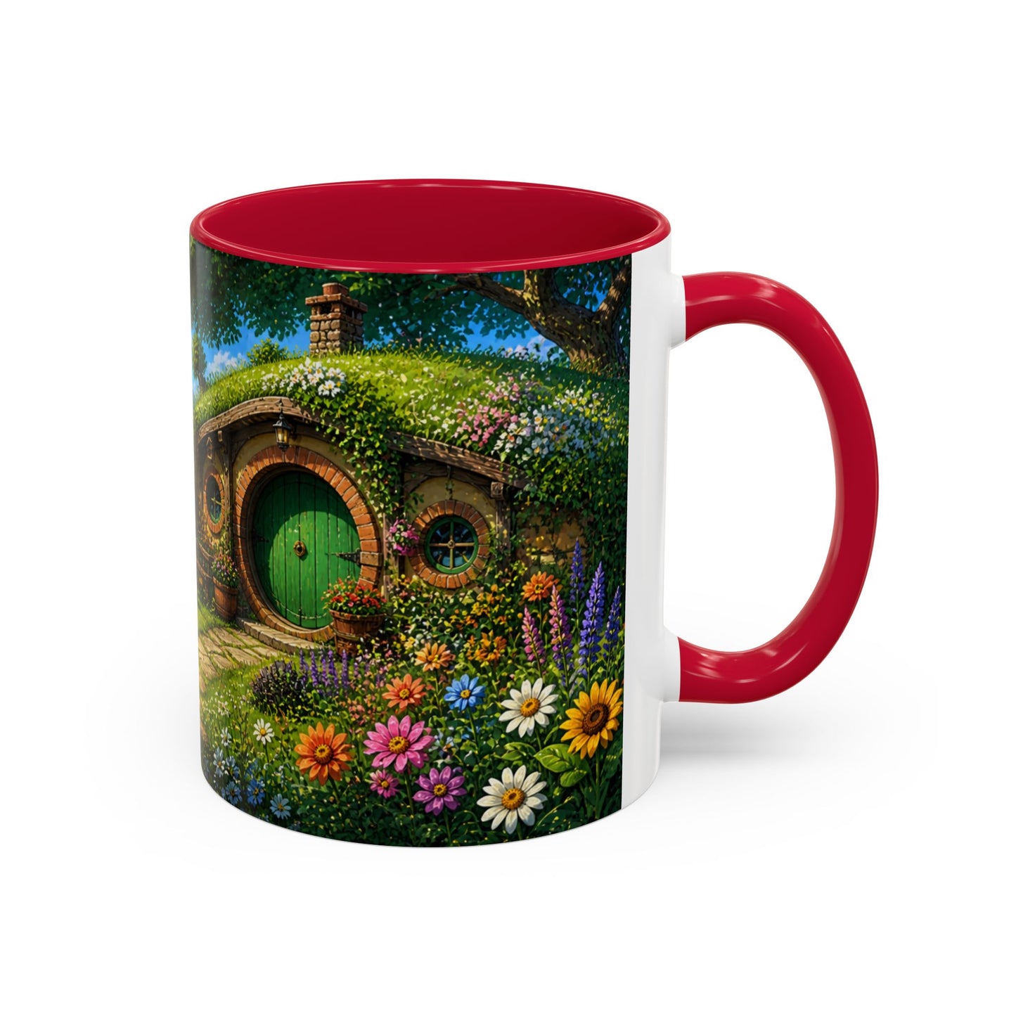 Tasse Maison Hobbit – Mug Cottage Fantastique avec Jardin Fleuri et Paysage Nature – Ambiance Fantasy 325ml