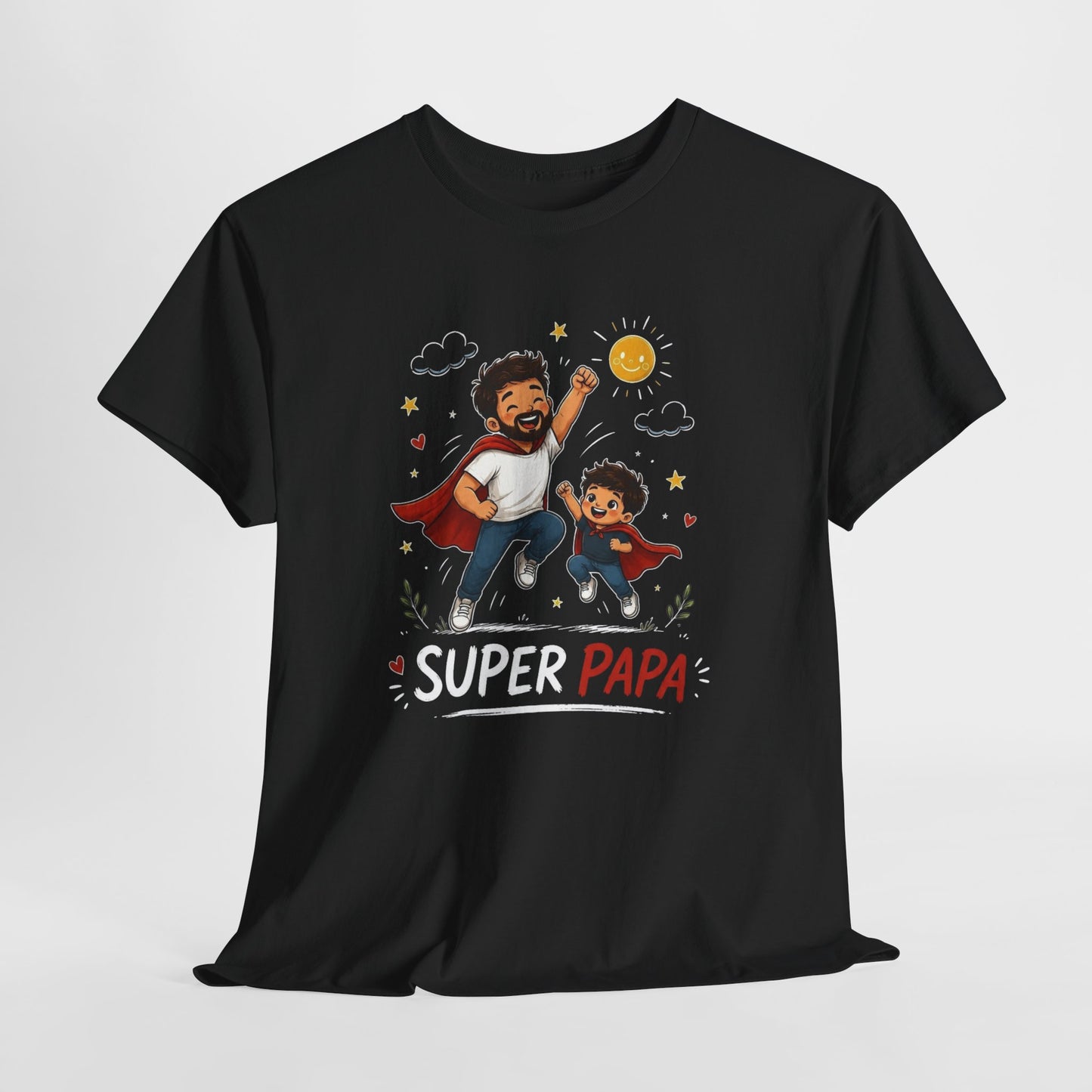 Tee-Shirt Super Papa – Cadeau Fête des Pères – Papa Héros avec Fils – Tee-Shirt Homme Amour Famille Père Enfant