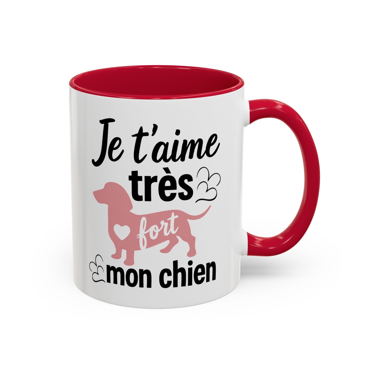 Mug Teckel Homme et Femme – Tasse Chien pour Maître et Maîtresse – Cadeau Amoureux des Chiens et Animaux – Idée Cadeau Propriétaire de Teckel – 325 ml Noir Bleu Rouge