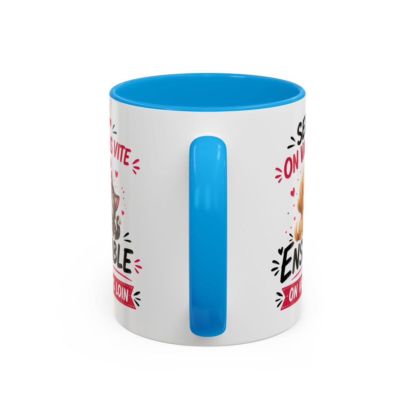 Tasse Seul On Va Plus Vite Ensemble On Va Plus Loin – Mug Chien Chat Amour Amitié – Cadeau Mignon 325ml