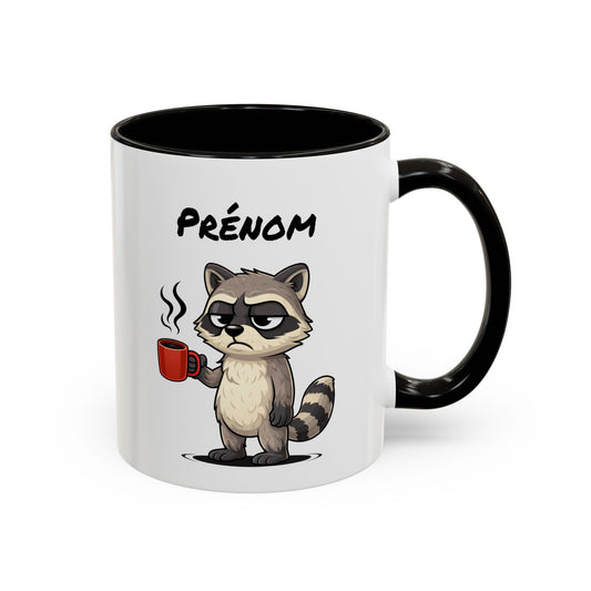 Mug Raton Laveur Fatigué Personnalisable 325ml – Tasse Café Humour Animal Mignon Drôle Réveil Difficile