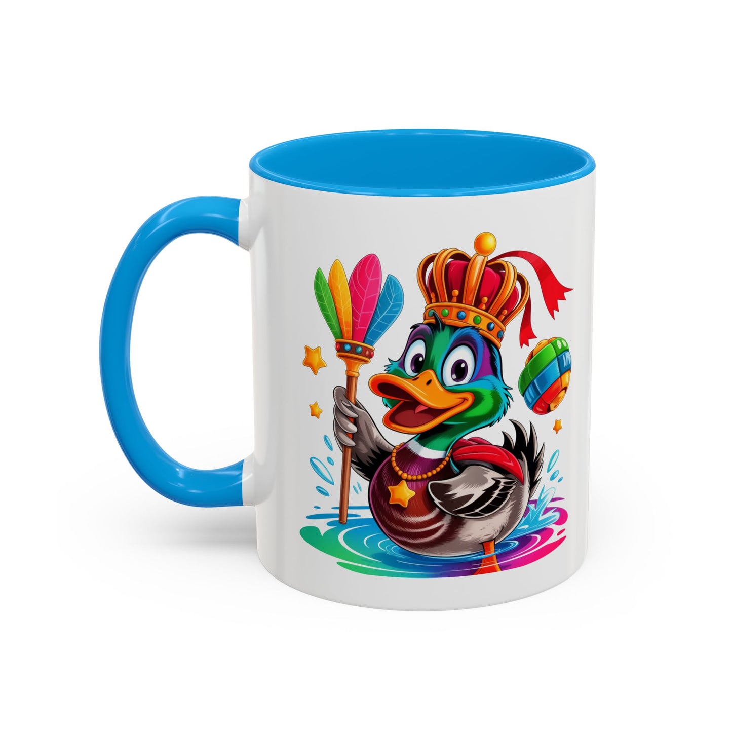 Mug Canard Roi Kawaii avec Couronne et Sceptre – Tasse Colorée et Originale Cadeau Amoureux des Animaux – Céramique 325ml