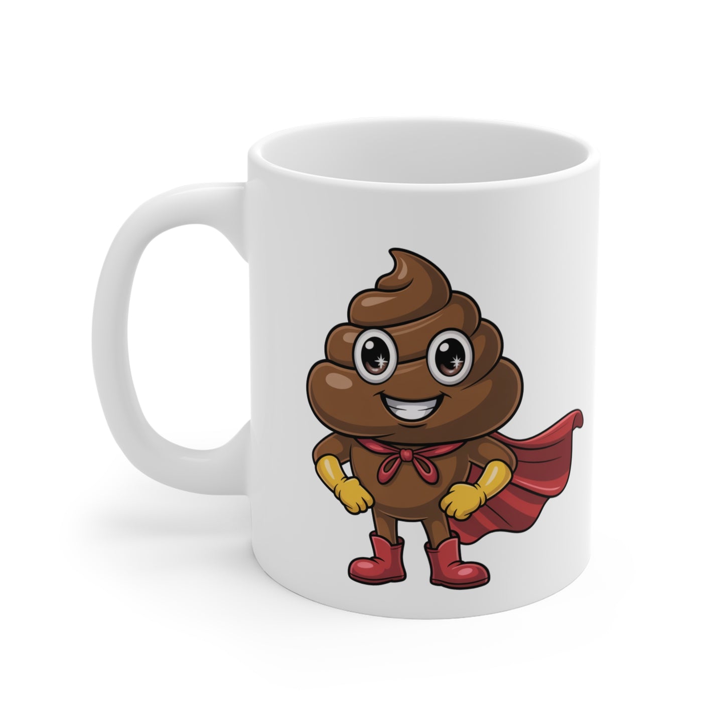Mug Super Caca – Tasse Humoristique Héros Marron – Cadeau Drôle Cartoon Céramique 325ml