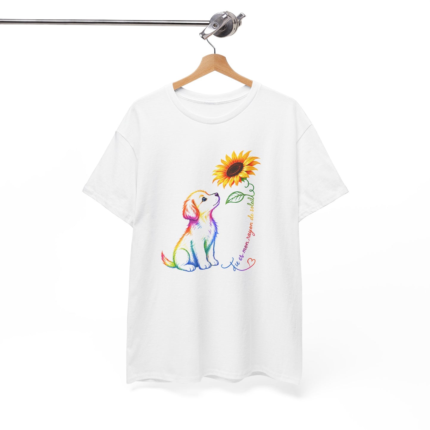Tee Shirt Femme Chien Tournesol Coloré Amour Animaux Fleur Cadeau Maîtresse de Chien Original