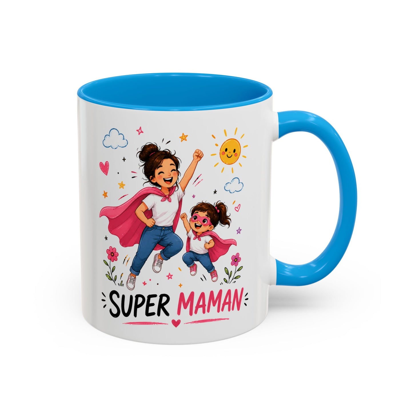 Tasse Super Maman Héroïne – Mug Mère Fille Super Héros Rose – Cadeau Fête Des Mères Femme 325ml