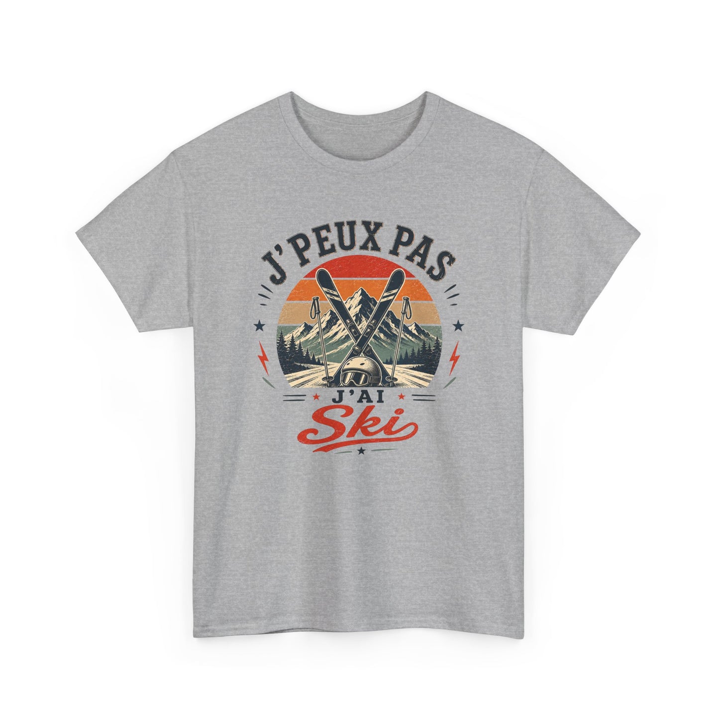 T-Shirt Ski Homme Femme – J’Peux Pas J’Ai Ski – Tee Shirt Vintage Sports d’Hiver Montagne Skieur Skieuse Station de Ski Cadeau Passion Glisse