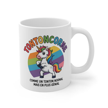 Tasse Céramique 325ml “Tontoncorne” – Comme un Tonton Normal mais en Plus Génial – Mug Licorne Arc-en-ciel