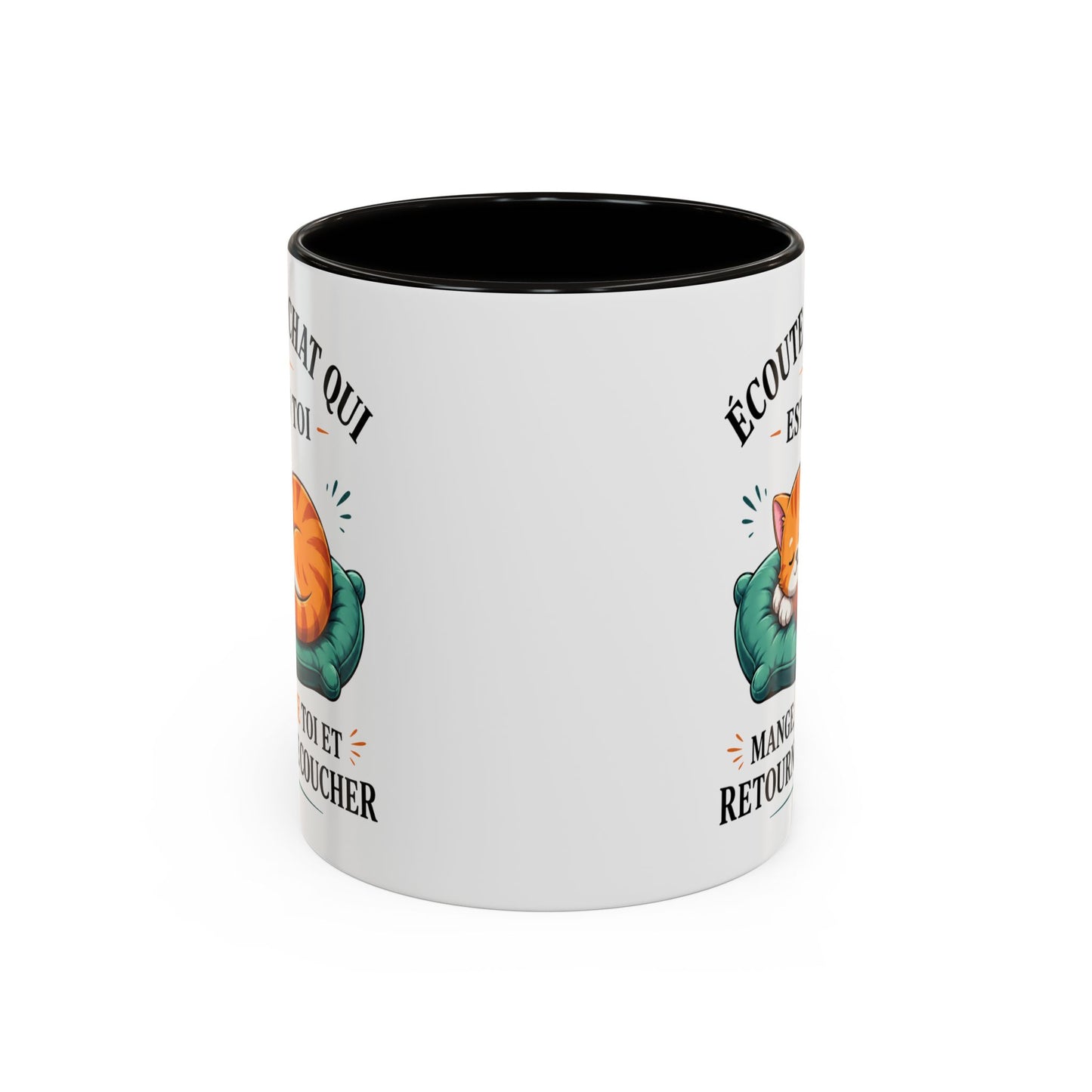 Tasse Écoute Le Chat Qui Est En Toi – Mug Chat Humoristique et Relax – Cadeau Femme Homme Amoureux des Chats 325ml
