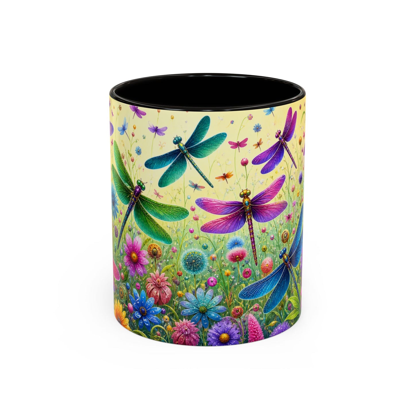 Tasse Libellules et Fleurs Colorées – Mug Nature Printemps et Jardin Fleuri – Design Artistique Floral – Céramique 325ml